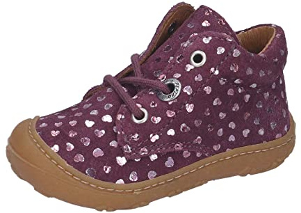 RICOSTA Baby Mädchen Lauflernschuhe DOTS,Kinder Boots,WMS:Mittel,lose Einlage,schnürstiefel,Booties,Leder,Merlot (380),22 EU