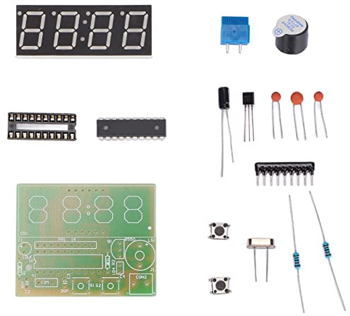 Digitaluhr-Kits,4-stelliges elektronisches Lötuhren-Kit, mit zweiter Korrekturfunktion für digitale LED-Elektronikuhr-DIY-Kits, 4 Digitaluhr-Bausätze Elektronik-Bausatz zum Löten von DIY-Ziffern-
