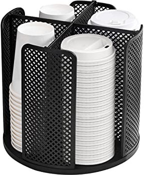 Distributeur de tasses et couvercles - Distributeur de tasses à café en papier rotatif pour salle de bain, restaurant, salle de pause, station de café, bar, buffet, armoire de cuisine, comptoir, 4