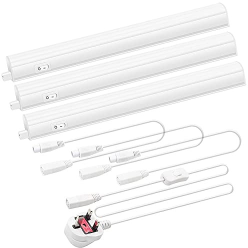 ENUOTEK 3X 4W Under Cabinet Lights LED, Connectible Under Cupboard Lights 480Lm, Under Counter Lights Kitchen 313MM, with 50CM Connecting Wire, Neutral White 4000K Under Cupboard Lighting 3 Lamps