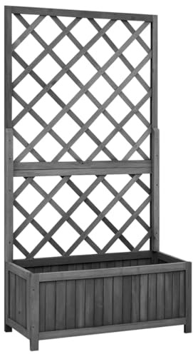 vidaXL Garten-Spalier mit Blumenkasten Schwarz 70x30x135 cm Tannenholz
