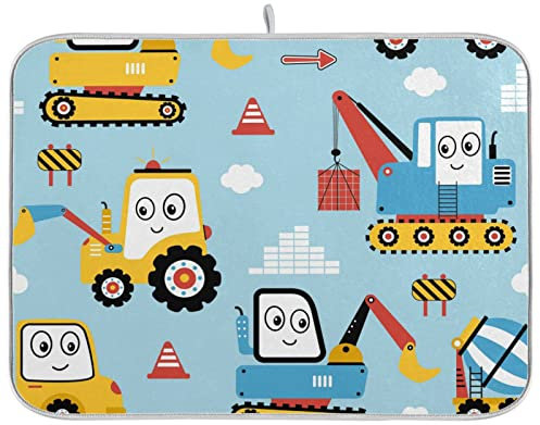 Abtropfmatte für Küche, Theke, Gebäude, LKW, blaue Abtropfmatte, 45,7 x 61 cm, Geschirr-Trockenmatte, Flaschen, Geschirr, Trockenpolster, Schutz für Küchenarbeitsplatten