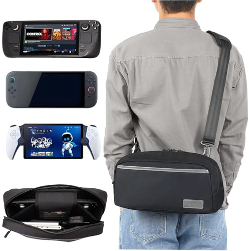 TOOLOOKEY Tragetasche für Ventil-Dampfdeck, Reise-Aufbewahrungs-Schultertasche für Steam-Deck-Spielkonsole und Zubehör-Organizer, Rundum-Schutz, Schultertasche für Reisen/den täglichen Gebrauch