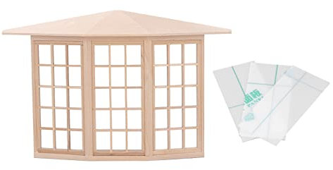 plplaaoo Finestra a bovindo p, finestre per casa delle Bambole in Miniatura 1:12.Squisito Modello di Finestra a 3 Lati con Angolo di 45 Gradi in Legno in Miniatura per casa delle Bambole 1:, Acc