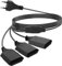 Verlängerung Netzkabel, 2M Stromkabel Eurostecker Verlängerung, 3 in 1 Typ-C Verlängerungskabel Eurostecker auf Eurobuchse, 0.75mm² 250V/2.5A Eurostecker for Computer TV PC Phone Schwarz