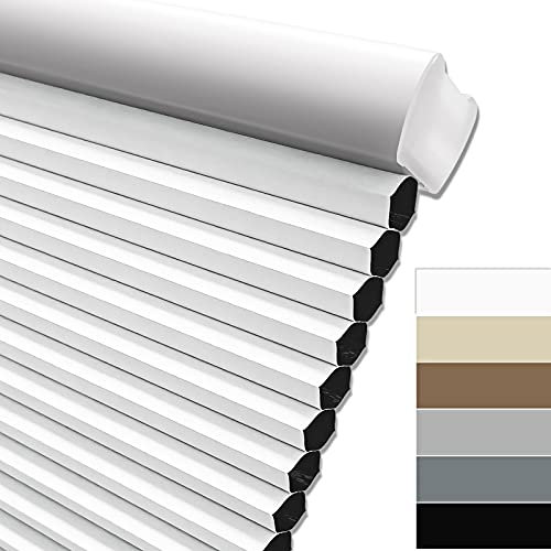 Keego Cellular Shades Cordless Honeycomb Blinds Blackout Cellular Blinds for Indoor Windows (White, 22 W x 48 H)