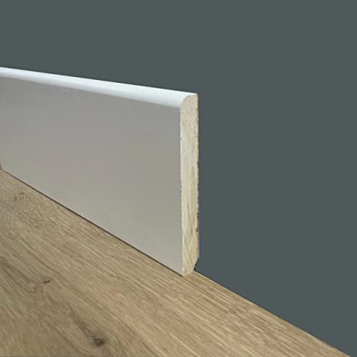 Eternal Parquet Battiscopa - zoccolini in Legno Massello Alto BC - 120x13mm Laccato Bianco