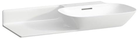 Laufen INO Waschtisch, ohne Hahnloch, mit Überlauf, Keramikablage links, 900x450mm, H813301, Farbe: Weiß matt