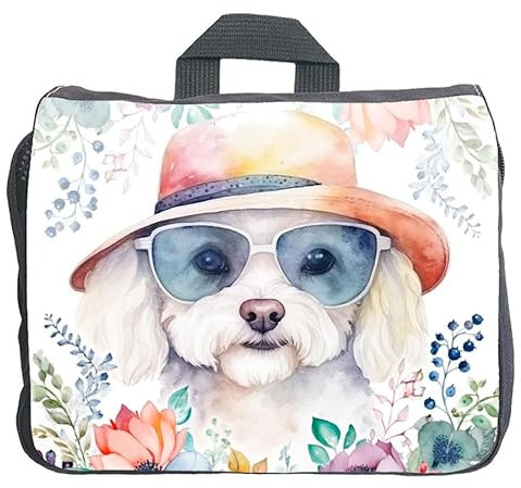 Cadouri Hundezubehörtasche mit Bichon Frisé - Aufbewahrungstasche mit Hunderasse für Hundebesitzer - originelles Geschenk - handgefertigt