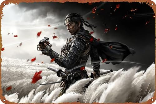 Ghost of Tsushima Game Poster Vintage Style Metallschild Spiel Blechschild 20,3 x 30,5 cm