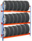PROREGAL Reifenregal Tiger XL | HxBxT 200x180x45 cm | 300kg Fachlast | bis zu 21 Reifen (205/55 R16) | Blau/Orange | Werkstattregal, Lagerregal, Kellerregal
