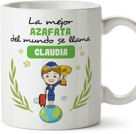 MUGFFINS Tazas Personalizadas para AZAFATA mujer - En Español - Eres Mejor del Mundo - 11 oz / 330 ml - Regalo Personalizable original y divertido