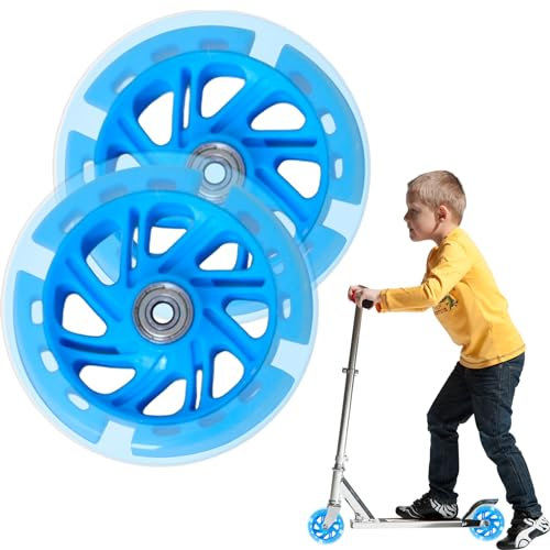 Leuchtende Stunt Scooter Räder 100mm: 2 Stück Scooter Rollen LED-Lichtrollen mit ABEC-9 Lager, Hell Leuchtend Kick Scooter Rollen für alle Roller mit 100mm Rädern