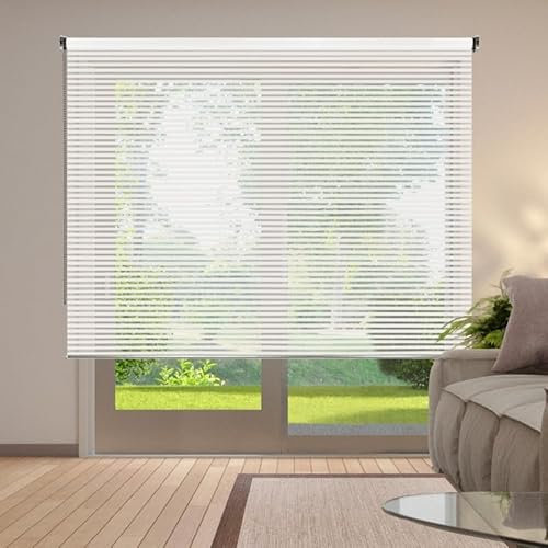 STOR PLANET Transparentes dekoratives Rollo für Fenster und Türen, für Küche, Wohnzimmer, Schlafzimmer, weiße Streifen, 80 x 180 cm