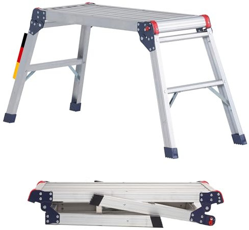 Altrex Altavista 700 Alu Arbeitsplattform, Klappbar Arbeitsbühne bis 150 kg, Arbeitstritt mit Sicherheitsverriegelung, Aluminium Laufbühne, Pro Work Plattform für Haus & Werkstatt