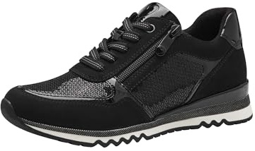 Marco Tozzi Damen Sneaker flach Vegan Freizeit, Schwarz (Black Comb), 37 EU