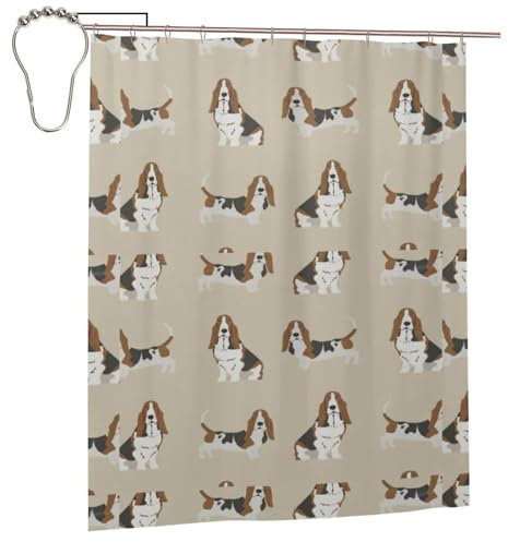 EgoMed Shower Curtain 60x72 Inch,Bathroom Decor Waterproof Fabric Shower Curtains with Hooks,Basset Hound Dog