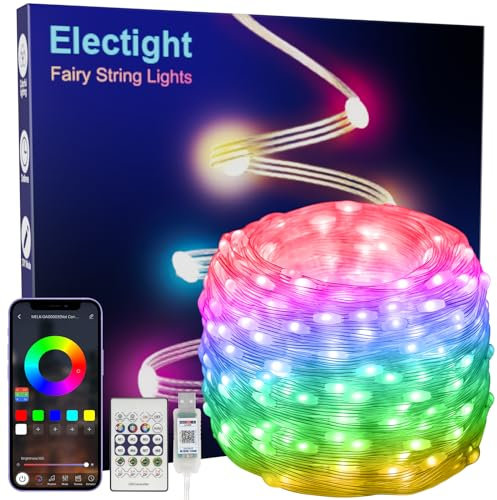 Electight 20M/66FT RGB Smart IC Fairy String Lights Multicolor [APP & Remote Control],99+ Modes Dimmable, USB Powered& Waterproof Christmas Halloween Lights,for Indoor& Outdoor, Wedding, Deco