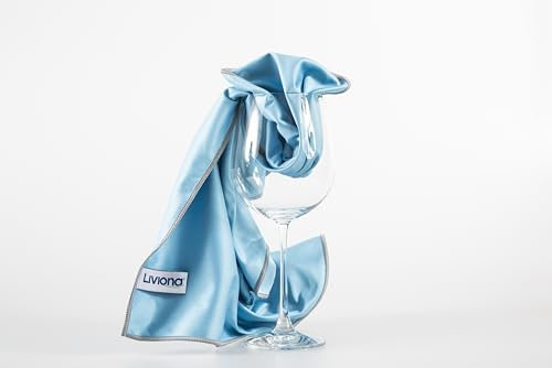 Liviona 16er Set Polarglanz Mikrofaser Glaspoliertücher – Spiegeltuch - Hochwertige Poliertücher für Hochglanzflächen, Spiegel, Gläser reinigt Streifen- und Fusselfrei (16 Stück Packung ca. 40x60)