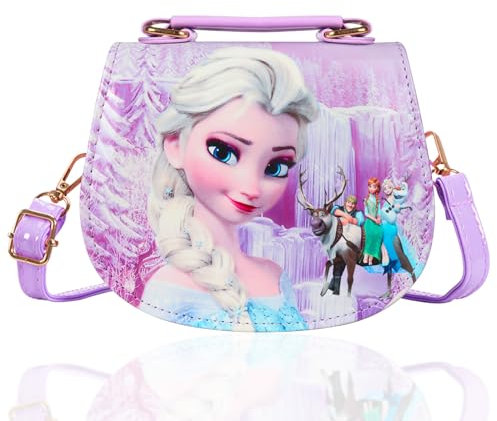 Eiskönigin Kinderhandtasche, Eiskönigin Kinder Umhängetasche, Elsa Tasche Kinder Mädchen, Süße mädchen-umhängetasche, Frozen Cartoon-Umhängetasche mit Verstellbarem Gurt, Geschenke (Lila)