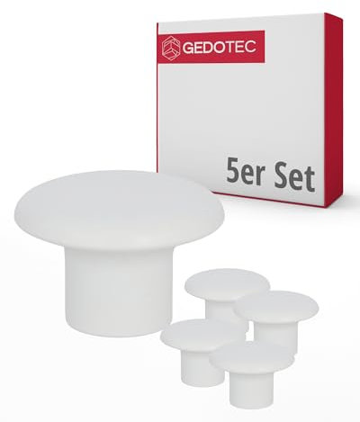 Gedotec Möbelknöpfe für Kinderzimmer | Durchmesser 32 mm | Farbe Weiss | 5 Stück | Möbelgriffe Kunststoff | COLOUR | Schrankknöpfe bunt | Möbelknauf Kinder | moderne Griffe Möbel | Schrankknauf