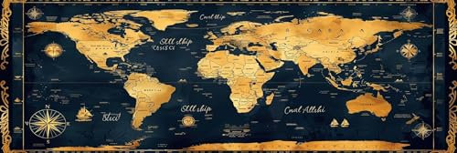 Diamond Painting Mapa Mundo,Bricolaje Pintura Diamante 5D Punto de Cruz Kit,Pintar por Numeros Adultos,Grande Diamond Painting Kit Completo,Artesanias para Adultos o Niños,Wall Decoration 90x270cm