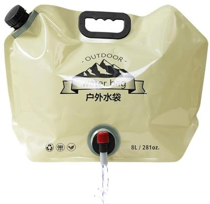 Veeteah Faltbarer Wassersack, 8L Camping-Wasserbehälter, tragbarer Faltbarer Wasserbehälter mit Zapfhahn, Faltbarer Outdoor-Wassersack für Sport, Radfahren, Wandern, Reisen