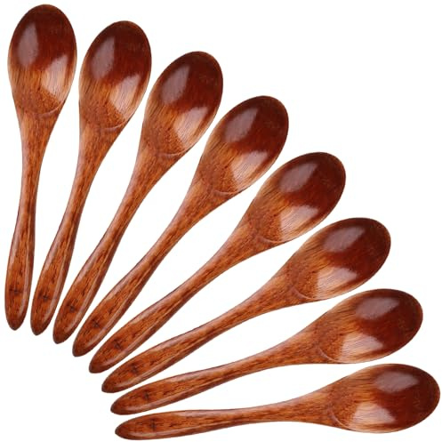 DAJISI 8 Stück Honiglöffel, Holzlöffel 15 CM Holzlöffel Klein Dunkelbraun Honiglöffel Holz Kleine Holzlöffel Holz Löffel für Suppe Kaffee Salat Desserts Schöpfkellen