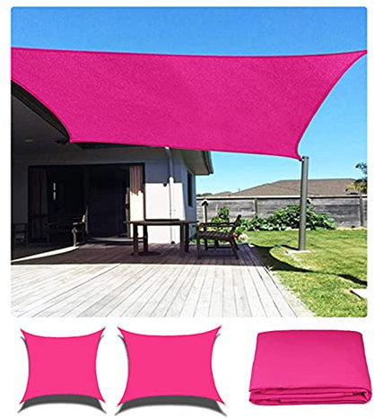 WYRMB Sonnensegel für den Garten, rechteckig, mit 4 Seilen, wasserdicht, UV-blockierend, Sonnenschutzmarkisen für Garten, Terrasse, Balkon, Carport, Swimmingpool, Rosarot, 3 x 4 m