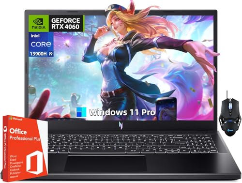 Acer Nitro V - Portátil para Juegos, visualización IPS de 15.6 144 Hz, Intel 13 Gen Core i9-13900H, 64GB RAM DDR5, 1TB SSD, GeForce RTX 4060, Wi-Fi 6, Windows 11 Pro, Licencia de por Vida de