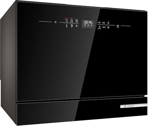 Bosch - Lavavajillas compacto libre instalación, 55 cm de ancho, Serie 6, Extra Secado, AquaStop, Negro, SKS6ITB00E
