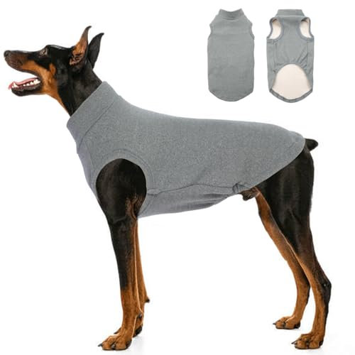 Katzinst Hundepullover Fleece Weste Dehnbares und Warmes Sweatshirt Hunde T-Shirt Hundepulli für Mittelgroße Hunde Pullover für Französische Bulldoggen Border-Collie Pitbulls Grau 2XL
