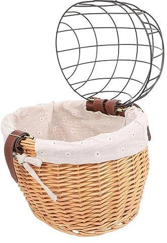 WOONEKY Fahrradkorb Fahrradlenker-Fronttasche Hundeträger Hundekorb Für Fahrrad Fahrrad-ventilschaftadapter Fahrrad Frontträger Hundeauto Weidenkorb Geflochtene Aufbewahrungskörbe Eisen