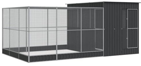 Gecheer Vogelkäfig großer Vogelvoliere Voliere mit Erweiterung Vogelhaus Papageienkäfig Trennwand Trenngitter Zuchtkäfig Rattenkäfig Nagerkäfig Silbern 497x303x216 cm Stahl