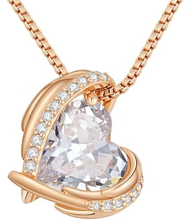 Collana Donna Collana Cuore in Rame, placcato in oro rosa Gioielli Donna Festa Della Mamma Lei Moglie Fidanzata Regalo Compleanno Anniversario, Regali di San Valentino Gioielli