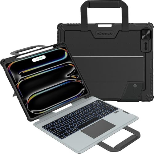 Nillkin Magic Keyboard - Funda para iPad Pro de 13 pulgadas M4 2024, funda de mano para iPad Pro de 13 pulgadas 2024 con teclado, soporte para lápices, trackpad grande, retroiluminación de 7 colores