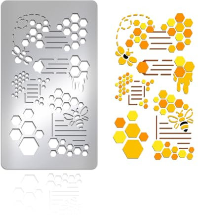 UNICRAFTALE Metallschablonen Zum Basteln Holzbrennen Bienenschablonen Edelstahl Wiederverwendbare Honigwaben Vorlagen Für Tagebuchschreiben Zeichnen Schnitzen Gravieren Scrapbooking 10cm Breit