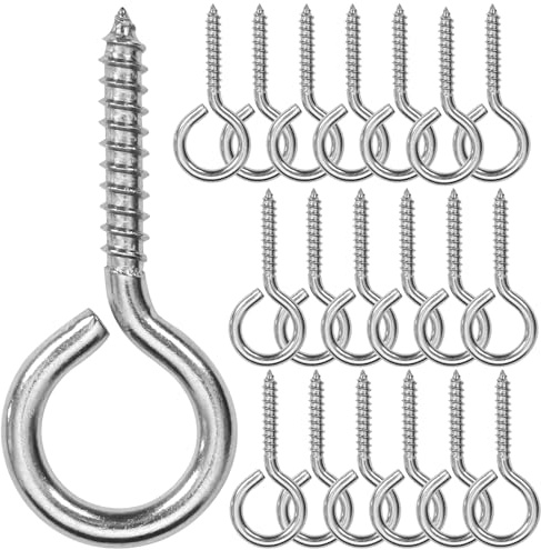 ACCZIO 20 Stück 2.55 Zoll Schraubaugen M5 304 Edelstahl-Augenmuttern, Hochfestigkeits-Schrauben, Augenhaken-Schrauben, Innenseitig & Außenseitig Verwendung (20, M5-2.55inch)