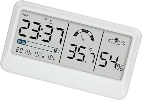 Thermostat pour Maison, Thermomètre Numérique, Hygromètre Numérique, Mini Thermomètre Hygromètre, Humidimètre pour la Maison, Chambre à Coucher, Chambre de bébé, Bureau, Serre,