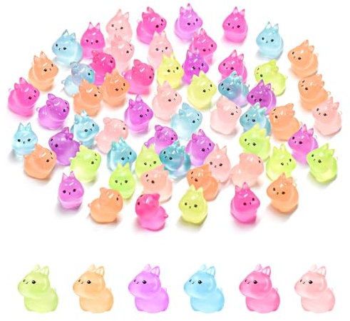 60 Stück Mini Harz Figuren Leuchtende Mini Osterhase Winzige Kaninchen Winzige Tiere für Puppenhaus Feengarten Micro Landschaft Bunny Party Favors