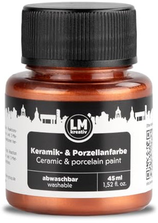 LM-Kreativ Peinture céramique et porcelaine 45 ml – Cuivre métallisé – Passe au lave-vaisselle Peinture pour verre et céramique, idéale pour peindre des tasses, peindre la céramique, projets créatifs