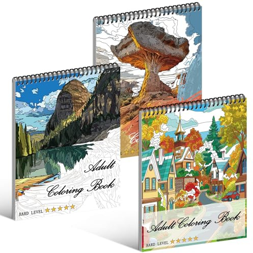 Kalysky 3 Landschaft Malbuch für Erwachsene, 60 Kompliziert Naturmuster Ausmalbuch für Erwachsene Künstler