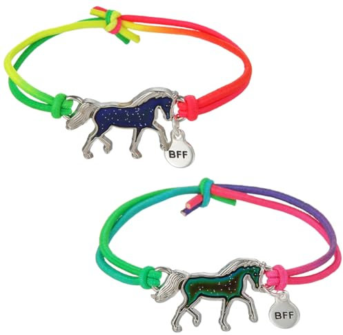 2 Stück Pferde Armband, Stimmungsarmband mit Anhänger für Kinder, Wechselt die Farbe, Freundschaftsarmbänder Kinder, Mitgebsel Kindergeburtstag, Pferde Mädchen Geschenk Jungen