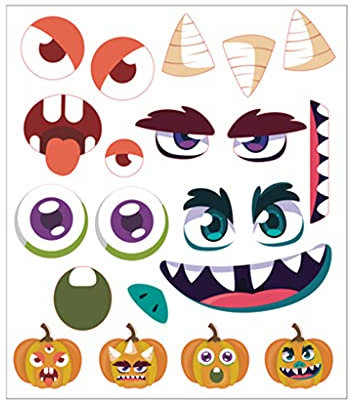 1 Bogen Halloween Kürbis Dekoration Aufkleber Lustiger Ausdruck Squashes Jack-O-Lantern Face Decals