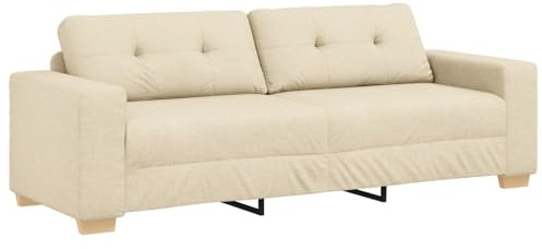 vidaXL 3-Sitzer-Sofa mit Kissen Creme Stoff, Woh Living, modernes Design, robuster Loveseat, Bequeme Couch, minimalistisches Indoor-Sofa