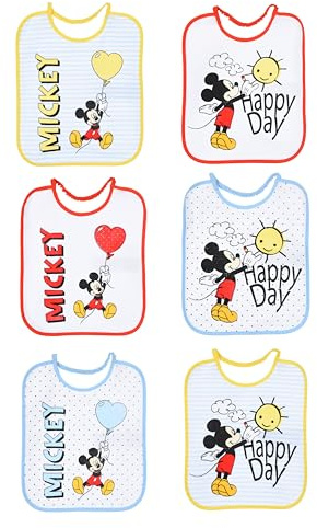 Mickey Mouse Jungen 6er Pack Lätzchen 27 x 22,5 cm, gelb, Einheitsgröße