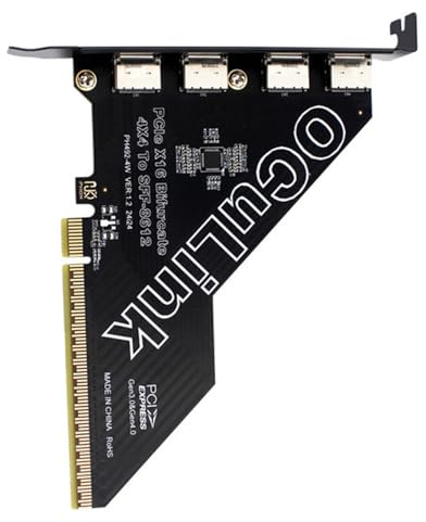 Cablecc 4-Port PCIe 4.0 X16 auf Oculink Adapter, SFF-8611/8612 auf PCI Express Erweiterungskartenadapter mit 12 cm Steckplatzhalterung