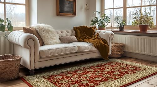 AKCILA Super Rose, Rot Ornament Teppich Wohnzimmer 200x290 cm, Teppiche Gegend, The Carpet Living Room, Bedroom Rug, Orientalischer Tepich, Vintage Carpets, Rugs for Living Room, Kurzflor