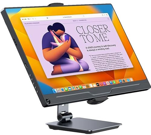 UPERFECT Tablet Stand, for 5.9''-17.3'' Portable Monitor, Adjustable 360° Swivel Bracket, 180° Tiltable Clamp, Heavy Duty Aluminum Stand for Pad/Tablet/Phone