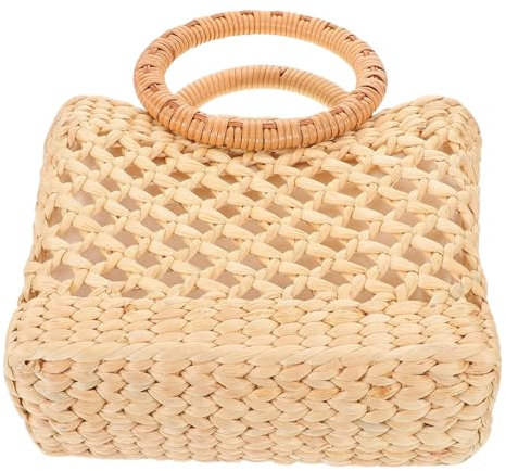 Gatuida Handgemachte Strohhandtasche: Damen-tragetasche Mit Rundem Henkel Oben, Boho-korbtasche, Eimer-clutch Für Sommer, Strand, Reisen Und Den Täglichen Gebrauch, Beige